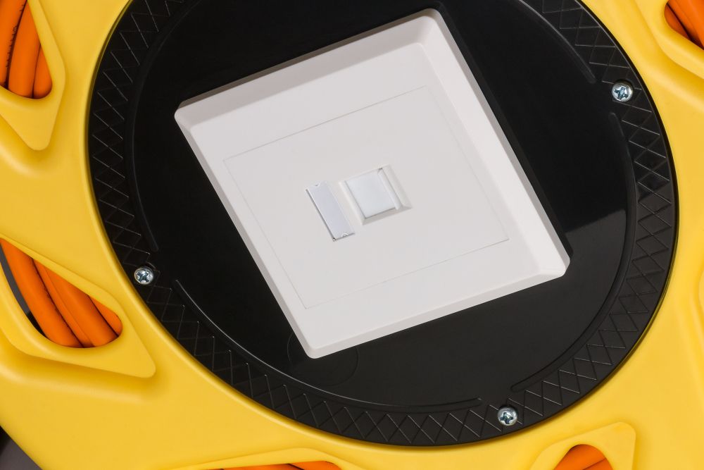 RJ45 Netzwerk Kabeltrommel, Cat. 7a, S/FTP, PiMF, 1200MHz, 50m