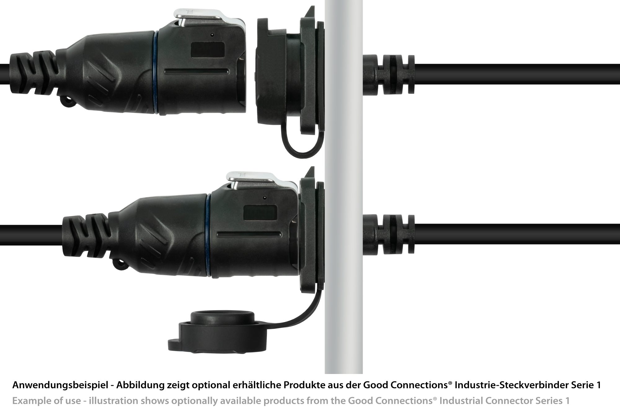 Industrie-Steckverbinder S1 - USB 3.2 Gen. 2 Kabel, Stecker C™ mit Klick-Arretierung an Stecker C™, M16, IP65/67, 0,5m, Good Connections®