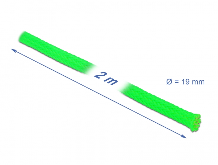 Geflechtschlauch dehnbar 2 m x 19 mm grün, Delock® [20744]