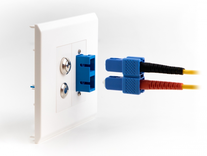 Easy 45 Modulblende Rechteck-Ausschnitt für LWL SC Duplex Kupplung, 45 x 22,5 mm 10 Stück weiß, Delock® [81374]