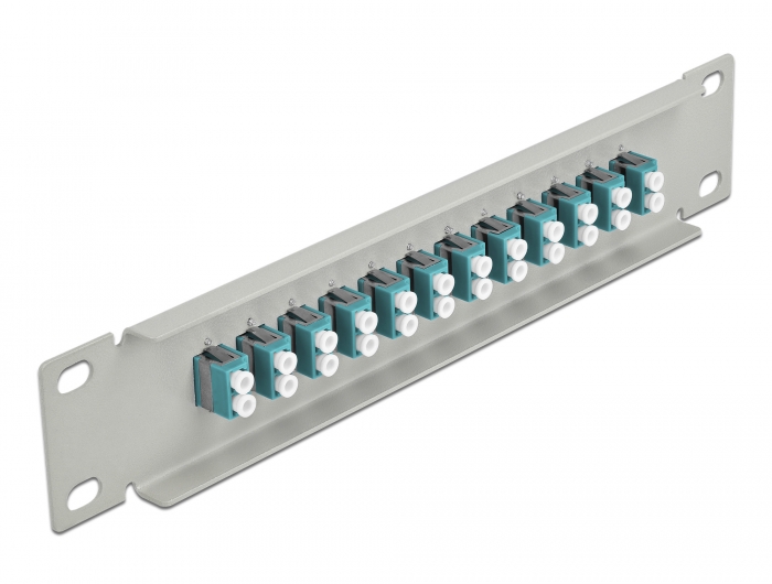 10" LWL Patchpanel 12 Port LC Duplex aqua 1 HE grau, Delock® [66789]