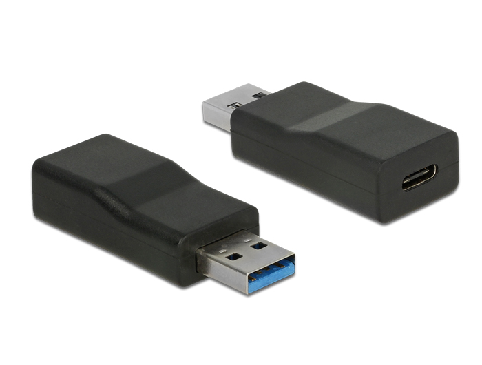 Konverter USB 3.1 Gen. 2 Typ-A Stecker an USB Type-C™ Buchse Aktiv schwarz, Delock® [65696]
