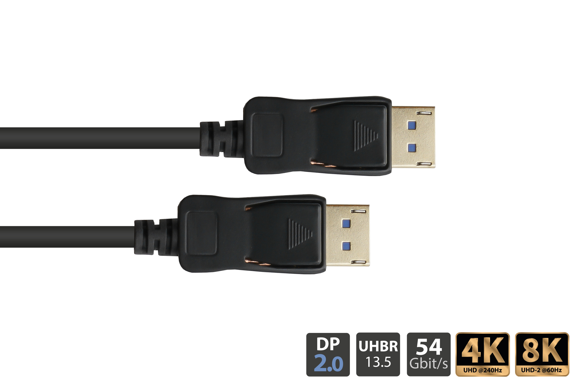 DisplayPort 2.0 Kabel, 54 Gbit/s, UHBR 13.5, 4K @240Hz / 8K @60Hz, Kupferleiter, schwarz, 1,5m, Good Connections®