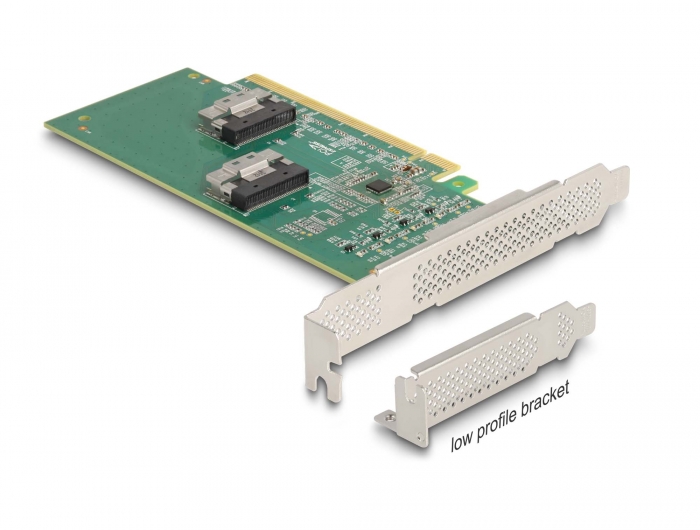 PCI Express 4.0 x16 Karte zu 4 x SFF-8639 NVMe - Bifurcation - Low Profile Formfaktor, Delock® [90077]