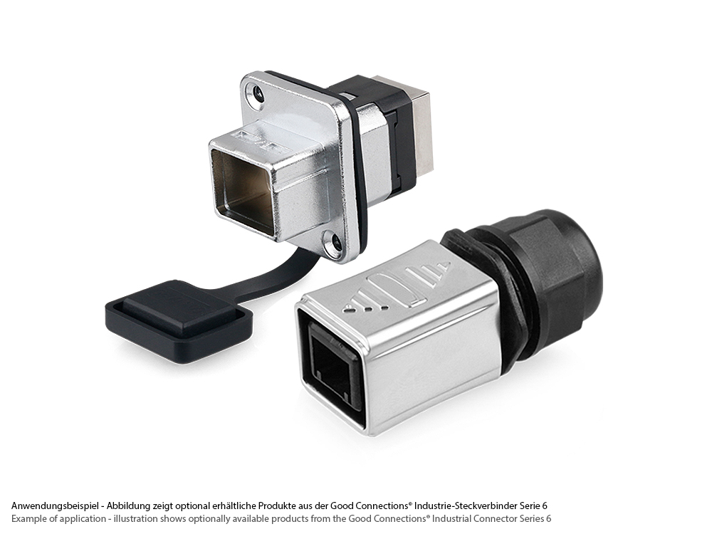Industrie-Steckverbinder S6 - RJ45 Durchführungskupplung, RJ45 Buchse beidseitig, Metall, Good Connections®