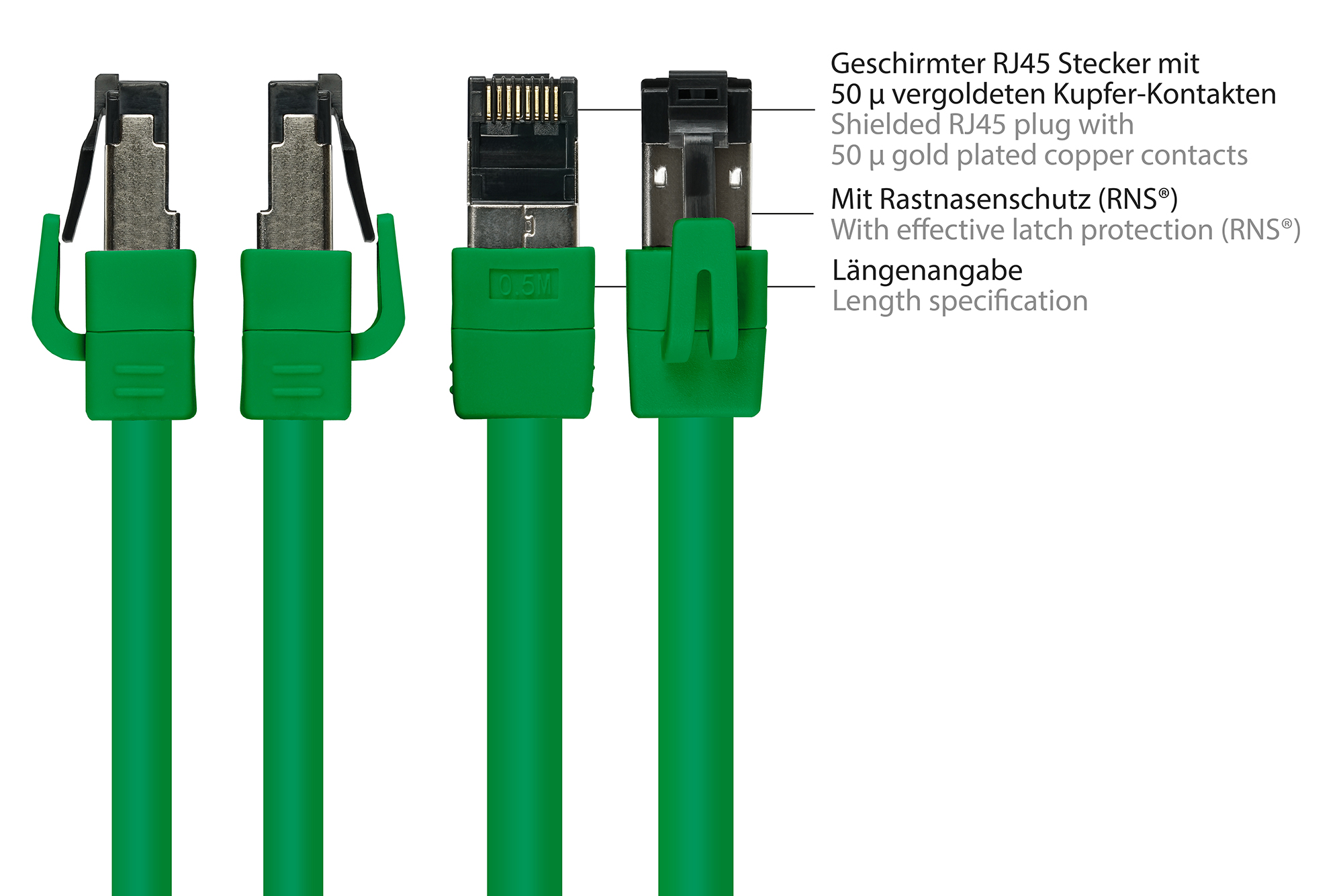 RNS® Patchkabel Cat. 8.1, S/FTP, PiMF, halogenfrei (LSZH), 2000MHz, 40Gbit/s, grün, 20m, Good Connections®