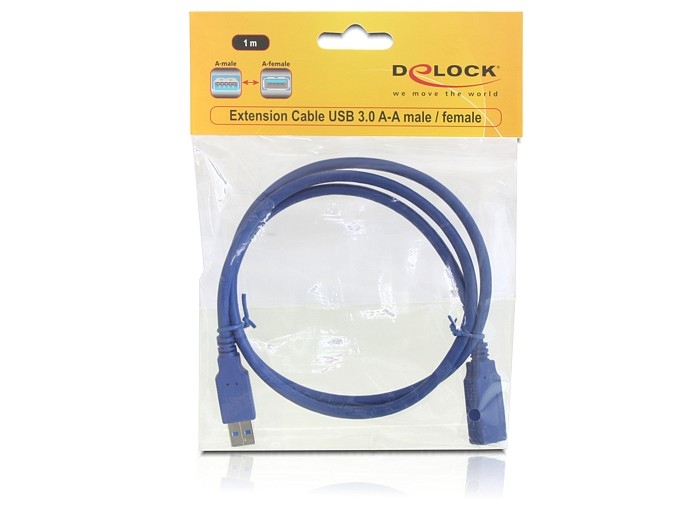 Verlängerungskabel USB 3.0 Typ-A Stecker an USB 3.0 Typ-A Buchse 1 m blau, Delock® [82538]