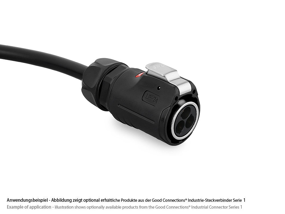 Industrie-Steckverbinder S1 - Power (3-Pin) Stecker mit Klick-Arretierung an Lötanschluss, M24, IP65/67, Good Connections®