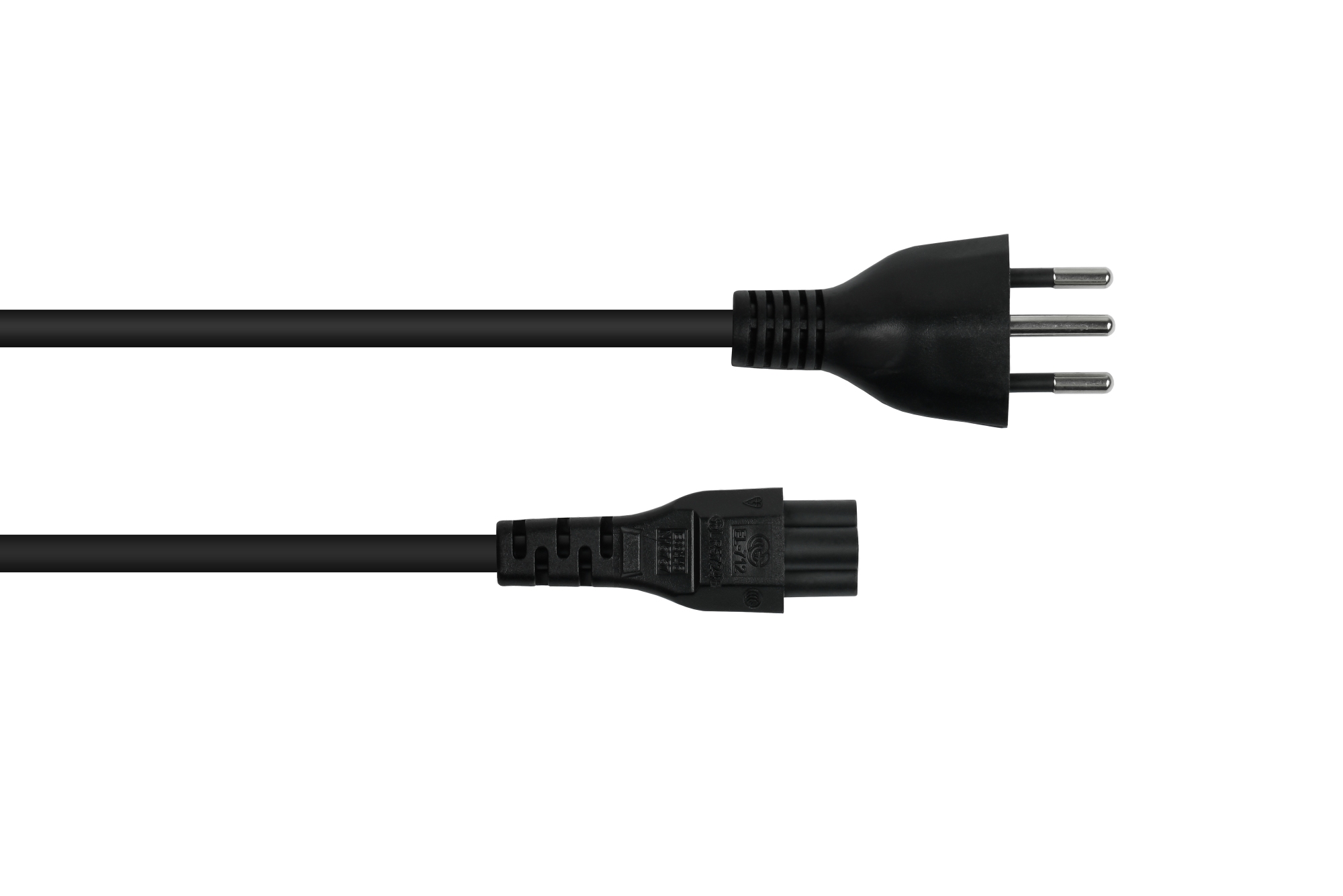 kabelmeister® Netzkabel Schweiz Netz-Stecker Typ J (SEV 1011) an Kleeblatt-Buchse C5, schwarz, 0,75mm², 1,8m