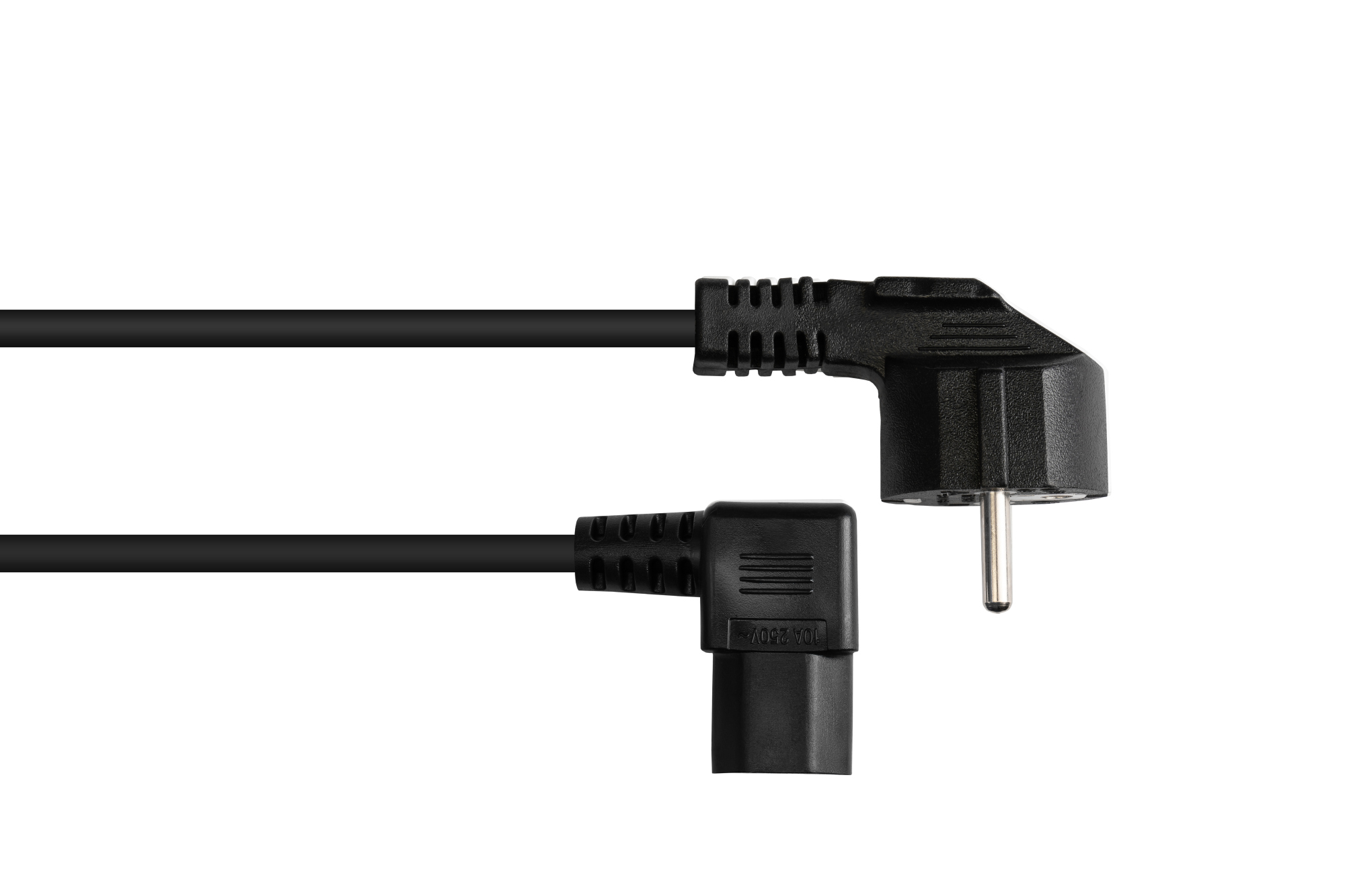 Netzkabel Schutzkontakt-Stecker Typ E+F (CEE 7/7, gewinkelt) an C13 (rechts gewinkelt), schwarz, 0,75 mm², 1,8 m, Good Connections®