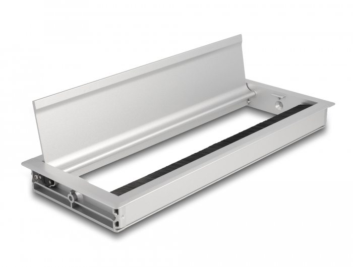 Kabeldurchführung für Tischeinbau mit Bürste 300 x 120 x 28 mm silber, Delock® [66864]