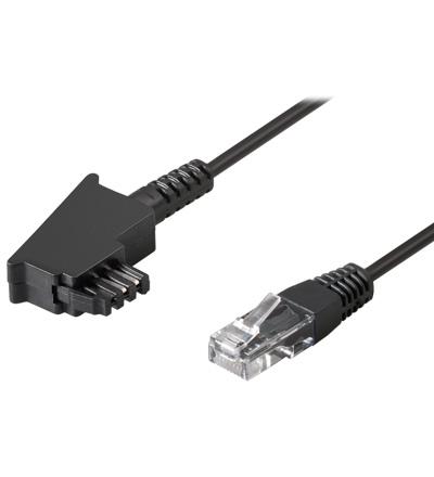 TAE Anschlußkabel DSL / VDSL, TAE-F Stecker an Westernstecker 8P2C, 15m, schwarz, Good Connections®