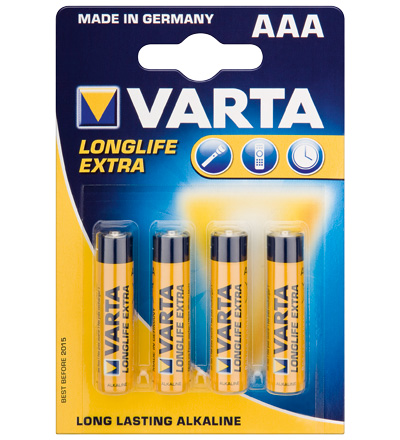 Varta® Batterie (4103) Longlife (Alkali Micro) LR 03 VLL (AAA) 1,5V, 4er Pack in Blister