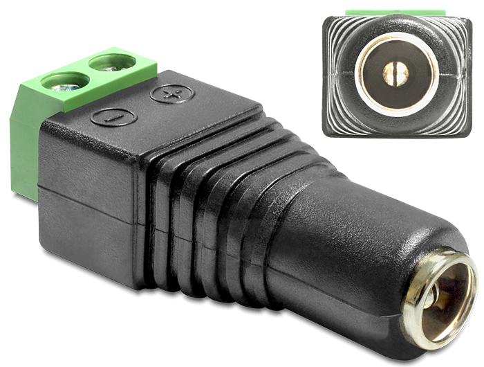 Adapter DC 2,5 x 5,5 mm Buchse an Terminalblock 2 Pin, Delock® [65485]