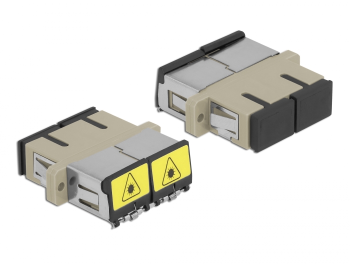 LWL Kupplung mit Laserschutzklappe SC Duplex Buchse zu SC Duplex Buchse Multimode beige, Delock® [86894]