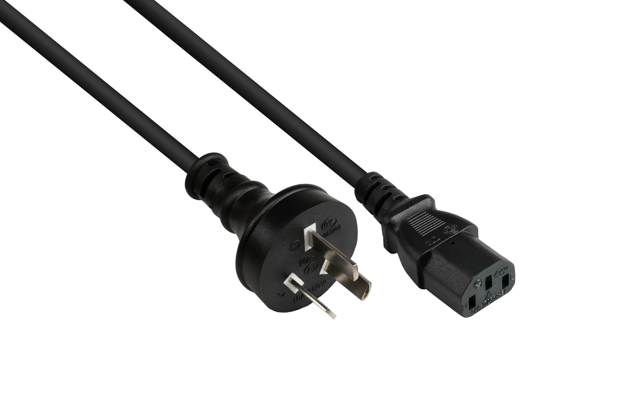 Netzkabel China Netz-Stecker Typ I (gerade) an C13 (gerade), CCC, schwarz, 0,75 mm², 1,8 m, Good Connections®