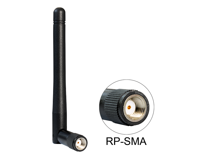 WLAN 802.11 b/g/n Antenne RP-SMA 2 dBi omnidirektional Kippgelenk, Delock® [88339]
