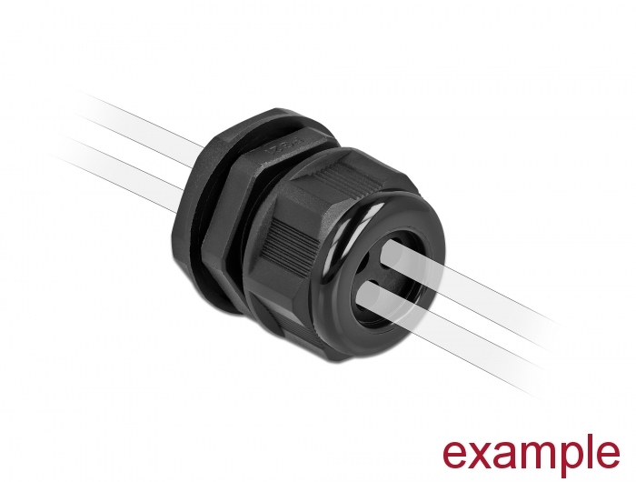 Kabelverschraubung PG9 für Rundkabel mit drei Kabeleinführungen schwarz 2 Stück, Delock® [60373]