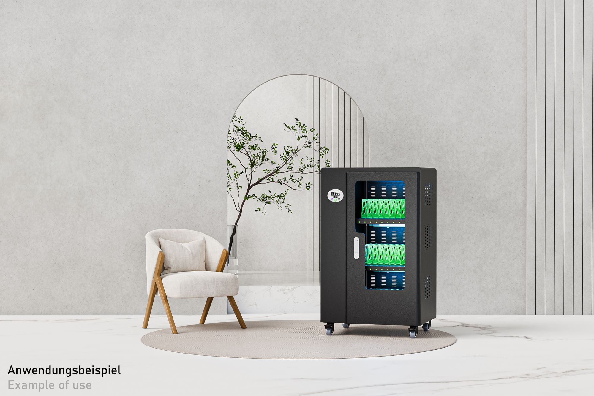 Good Connections® ANTARES T65 Tablet-Ladewagen, UV-C Desinfektion, schwarz