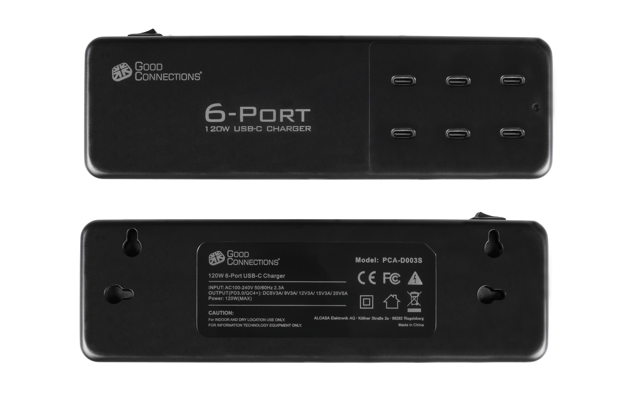 USB-Desktop-Schnellladestation 120W, 6-Port (6x USB-C™), PD 3.0, QC 4+, schwarz, Good Connections®