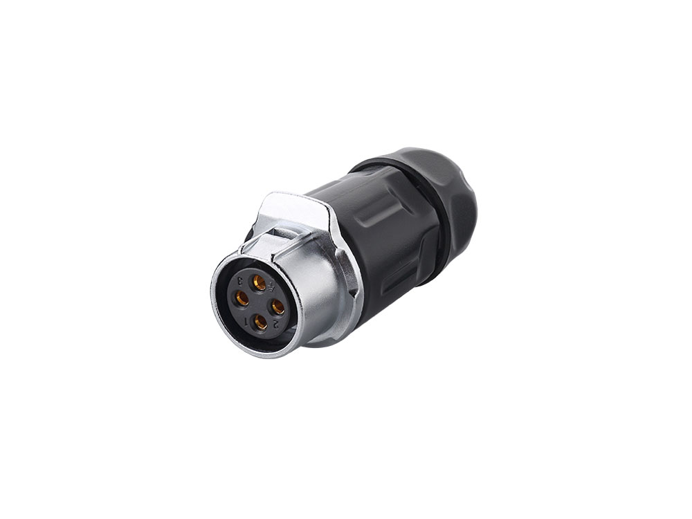 Industrie-Steckverbinder S1 - Power (4-Pin) Buchsenstecker mit Klick-Arretierung, Lötanschluss, M20, IP65/67, Good Connections®