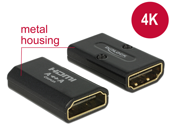 Adapter High Speed HDMI mit Ethernet – HDMI-A Buchse an HDMI-A Buchse 4K Gender Changer schwarz, Delock® [65659]