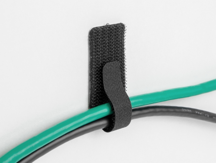 Mini Klett-Kabelhalter L 90 mm x B 24 mm selbstklebend 10 Stück schwarz, Delock® [19582]