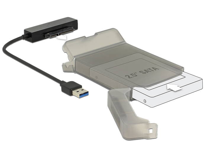 Konverter USB 3.0 Typ-A Stecker an 22 Pin SATA 6 Gb/s mit 2.5" Schutzhülle, Delock® [62742]