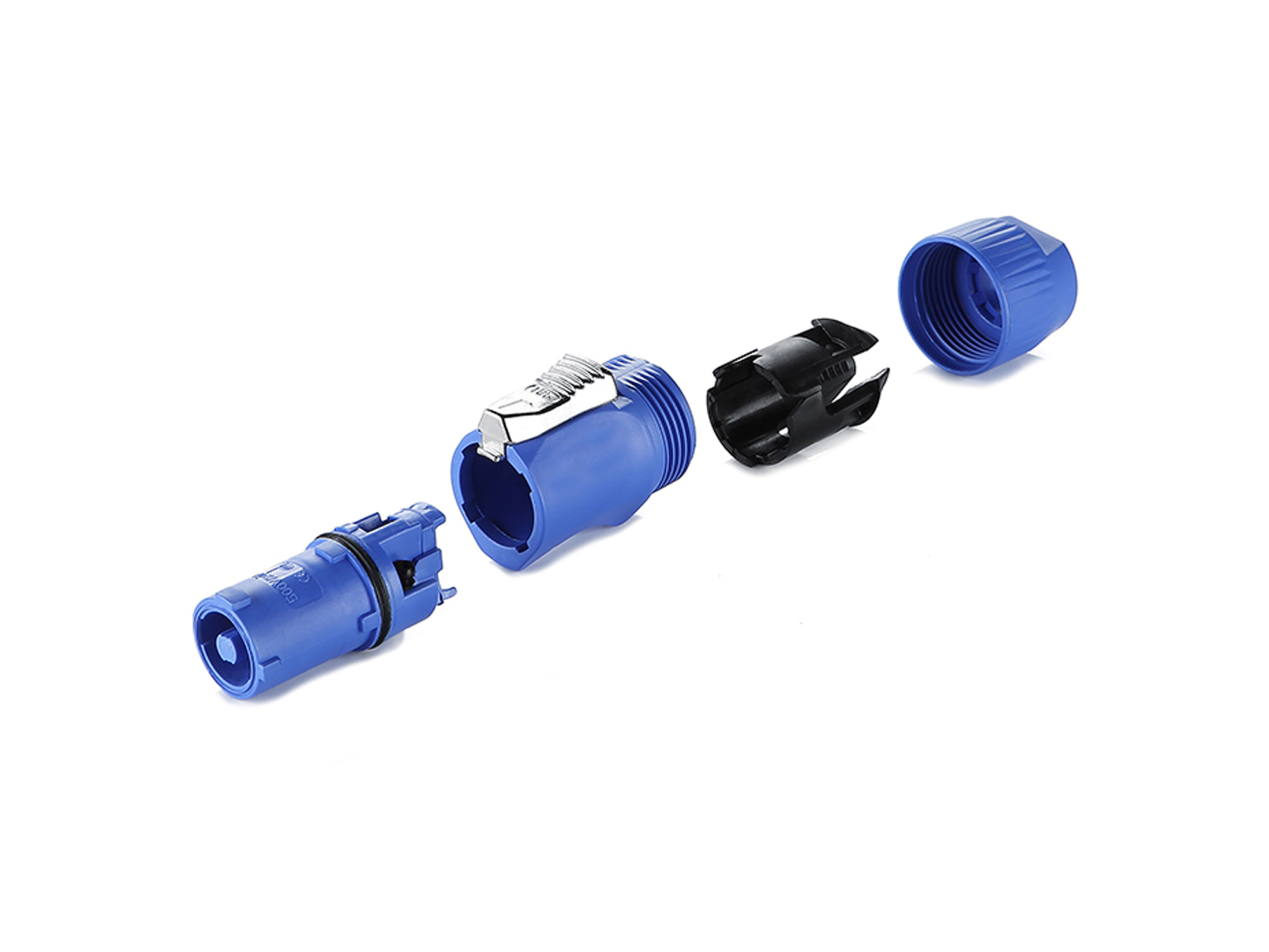 Netzsteckverbinder-Einbaubuchse (Power-In) 3-Pin mit Arretierung, blau, Good Connections®