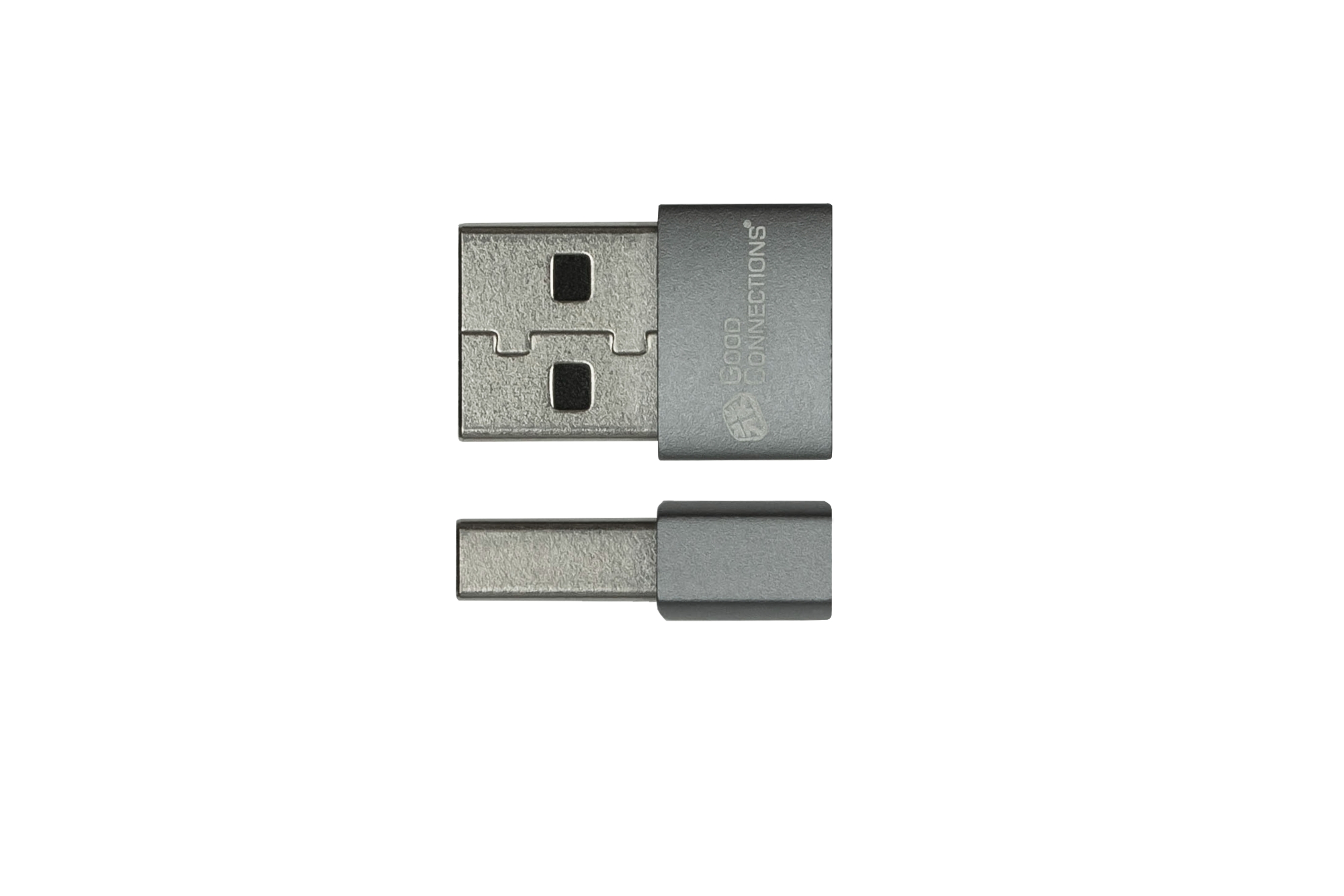 Adapter USB 2.0 Stecker A an USB-C™ Buchse, Aluminiumgehäuse, grau, 3er-Set, Good Connections®