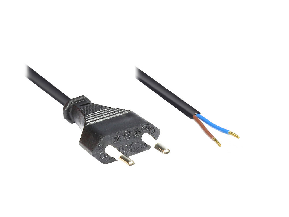 Euro-Netzkabel mit abisolierten Enden, schwarz, 1,5m, Good Connections®