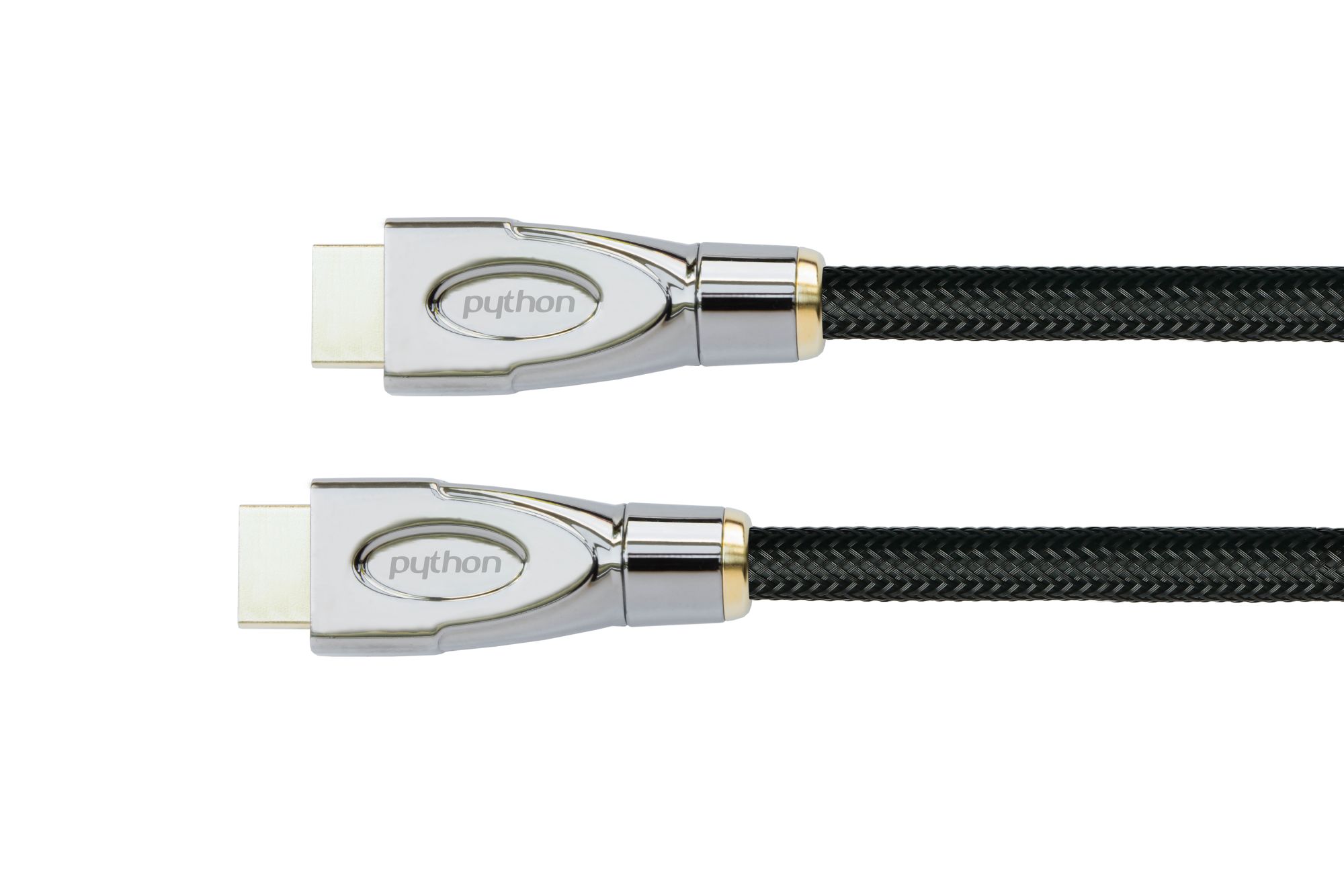 Ultra-High-Speed HDMI® 2.1 Kabel, 8K UHD-2 / 4K UHD, Vollmetallstecker, CU, Nylongeflecht, schwarz, 2m, PYTHON® Series