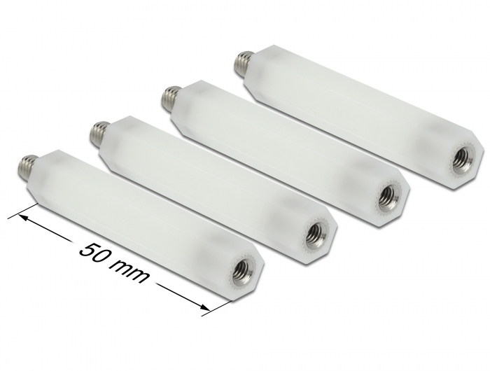 Abstandshalter M5 x M4, Sechskant, Innen / Außen, 50 mm natur 4 Stück, Delock® [60241]