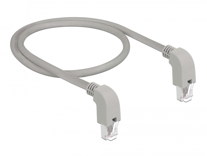 Netzwerkkabel RJ45 Cat.5e SF/UTP unten / unten gewinkelt, grau, 2 m, Delock® [85860]