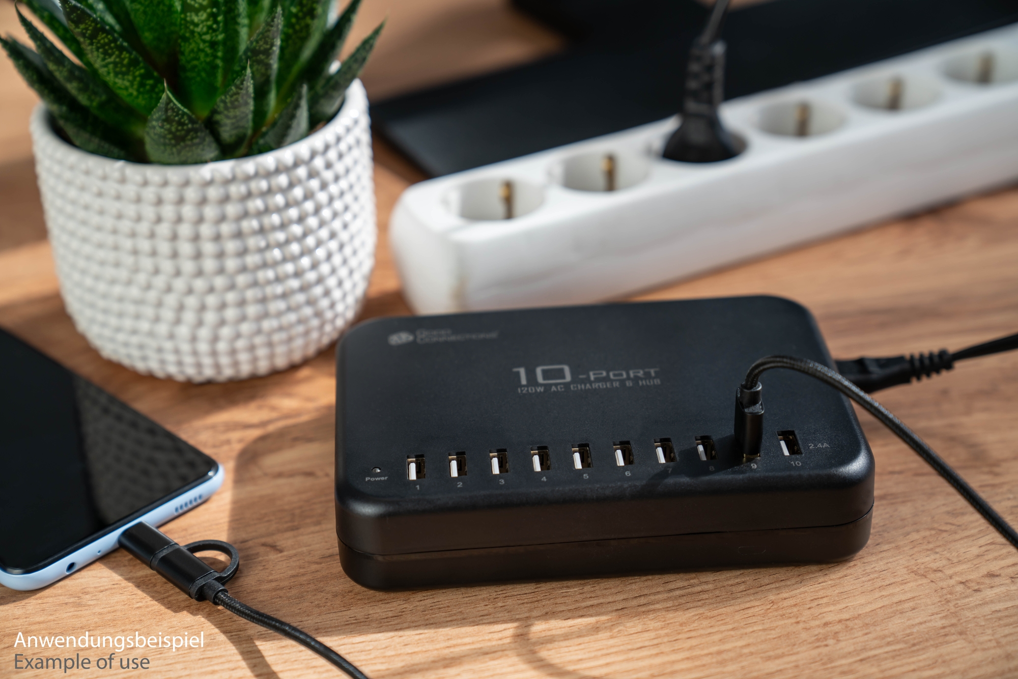USB-Desktop-Schnellladestation 120W, 10-Port (10x USB-A), schwarz, Good Connections®