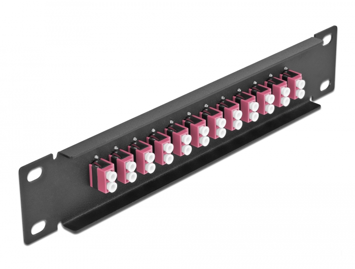 10" LWL Patchpanel 12 Port LC Duplex violett 1 HE schwarz, Delock® [66769]