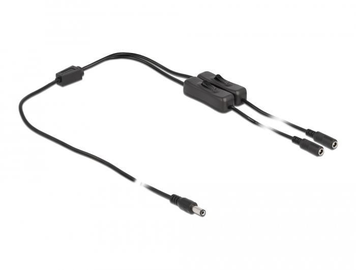 Kabel DC 5,5 x 2,1 mm Stecker zu 2 x DC Buchse mit Schalter 1 m, Delock® [86794]