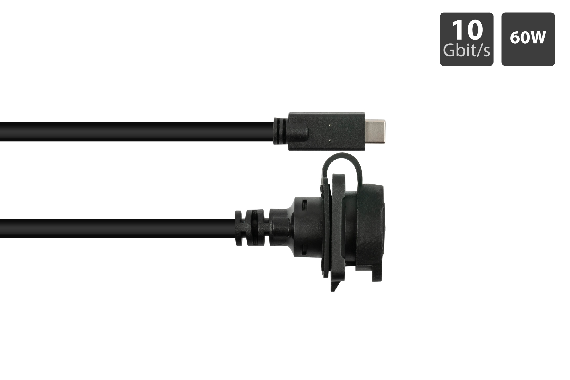 Industrie-Steckverbinder S1 - USB 3.2 Gen. 2 Kabel, Stecker C™ an Einbaubuchse C™, M16, IP65/67, 1m, Good Connections®