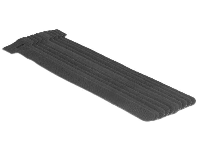 Klett-Kabelbinder L 200mm x B 12mm, 10 Stück, schwarz, Delock® [18687]