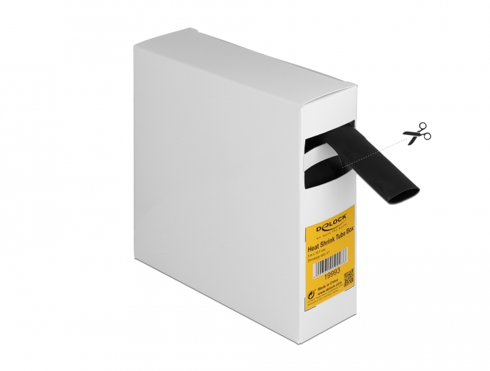 Schrumpfschlauch Box, mit Innenkleber, Schrumpfungsrate 3:1, 5 m x 19,1 mm schwarz, Delock® [19993]