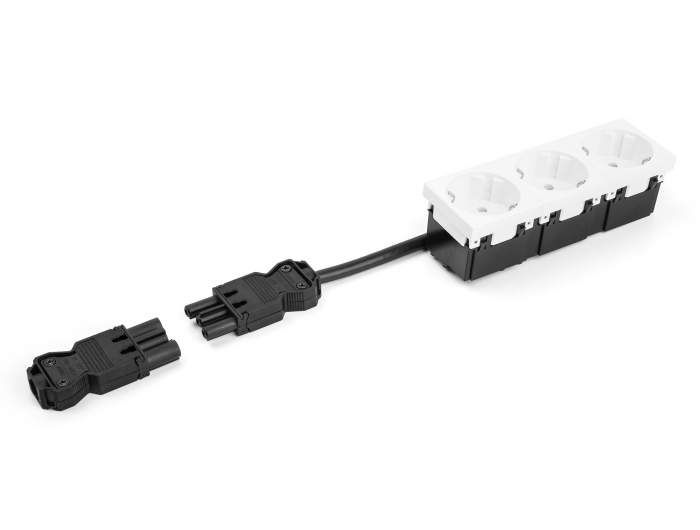 Installationssteckverbinder 3-polig, Schraubanschluss, schwarz 1 Satz, Delock® [64147]