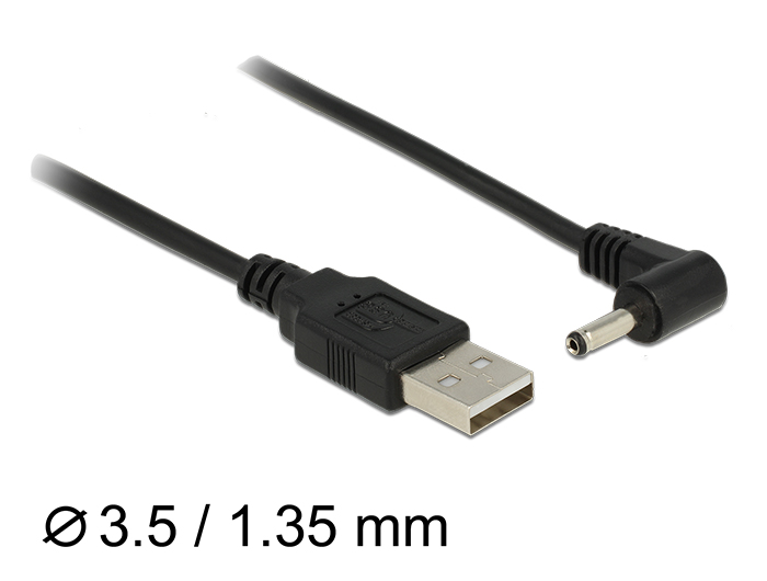 Kabel USB Power an DC 3,5 x 1,35 mm Stecker 90° 1,5m, Delock® [83577]