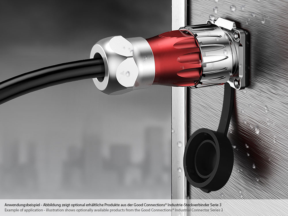 Industrie-Steckverbinder S3 - Power (3-Pin) Stecker mit Kabelverschraubung, Lötanschluss, Metall, M20, Bajonett, IP65/67, Good Connections®