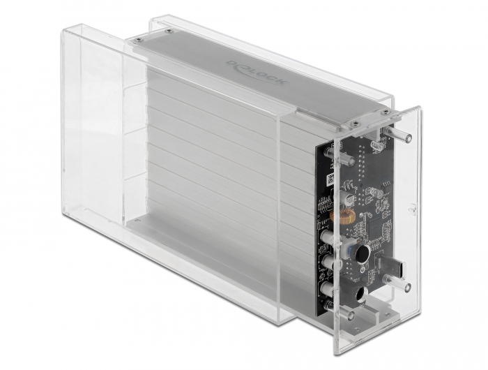 Externes Dual Gehäuse für 2 x 3.5" SATA HDD mit USB Type-C™ Buchse transparent - werkzeugfrei , Delock® [42624]