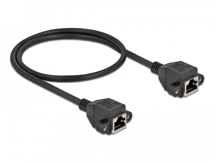 Netzwerk Verlängerungskabel S/FTP RJ45 Buchse zu RJ45 Buchse Cat.6A 50 cm schwarz, Delock® [87008]