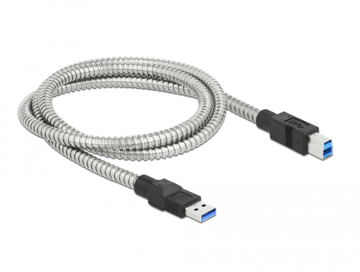 USB 3.2 Gen 1 Kabel Typ-A Stecker zu Typ-B Stecker mit Metallmantel 1 m, Delock® [86778]