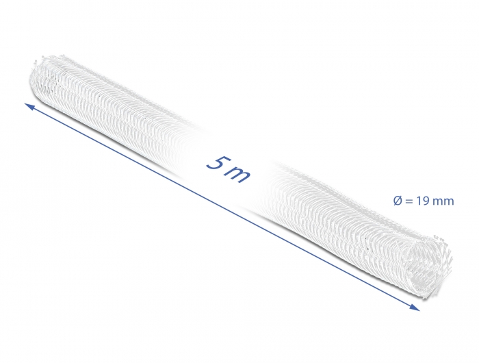 Geflechtschlauch mit Klettverschluss 5 m x 19 mm weiß, Delock® [20817]