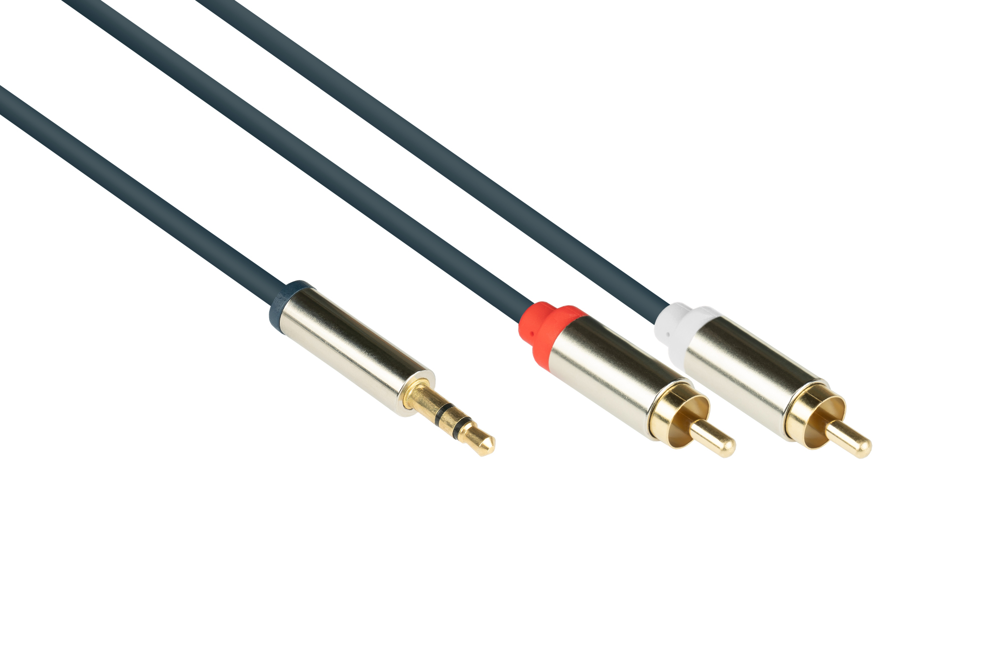 Audio Anschlusskabel SmartFLEX, High-Quality, 3-poliger 3,5mm Klinkenstecker an 2x RCA/Cinch Stecker, dunkelblau, 1m, Good Connections®