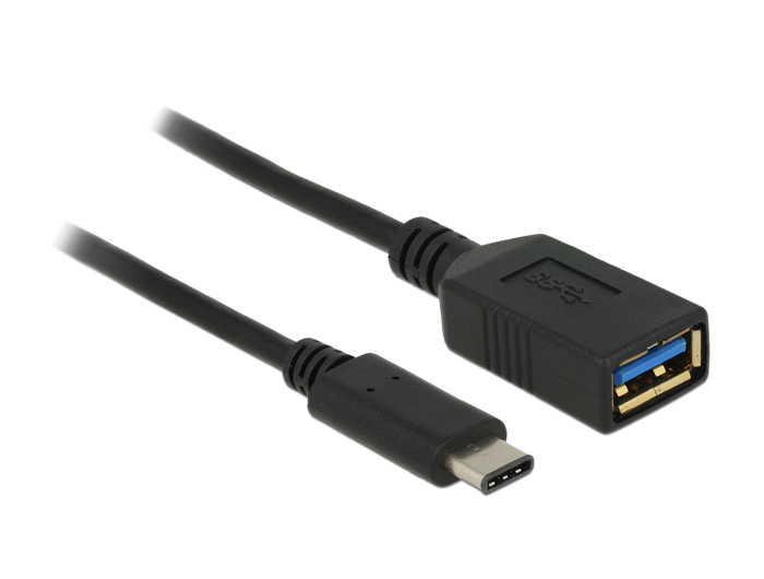 Adapter SuperSpeed USB (USB 3.1, Gen 1) USB Type-C™ Stecker an USB Typ A Buchse 15 cm schwarz, Delock® [65634]