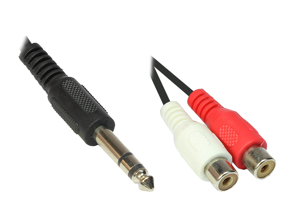 Audio Adapterkabel 6,3mm Stereo St. an 2 x Cinch Buchse, Länge: 0,2m, Good Connections®